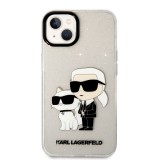 iPhone 13 Cover - Karl Lagerfeld und Choupette duo starres Glitzergel - Transparent