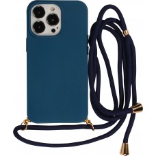 iPhone 14 Pro Case Hülle - Bio Eco-Friendly Vegan mit Handykette Necklace blau