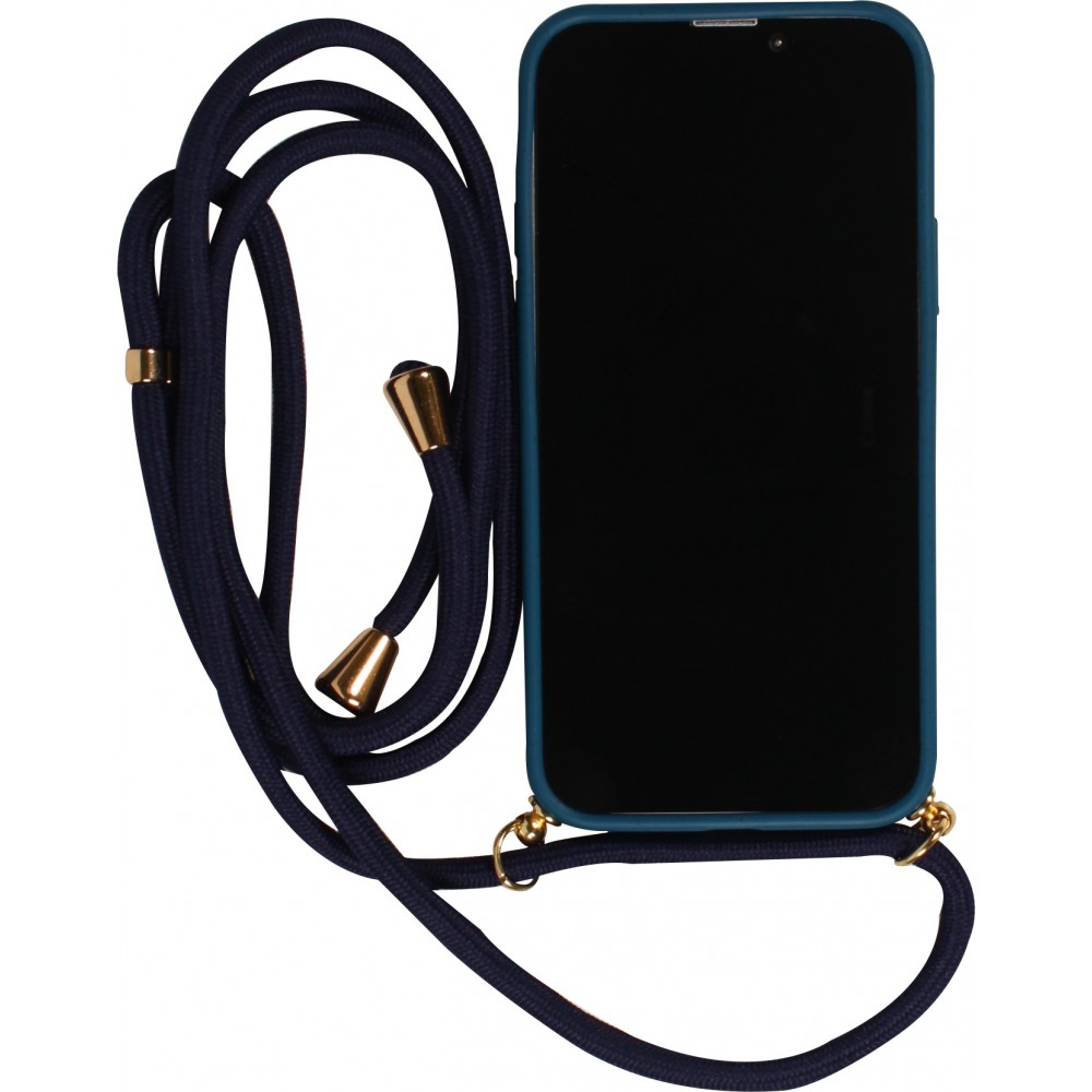iPhone 14 Pro Case Hülle - Bio Eco-Friendly Vegan mit Handykette Necklace blau