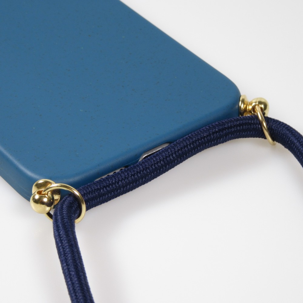 iPhone 14 Pro Case Hülle - Bio Eco-Friendly Vegan mit Handykette Necklace blau