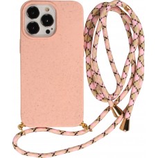 iPhone 16 Pro Case Hülle - Bio Eco-Friendly Vegan mit Handykette Necklace - Rosa
