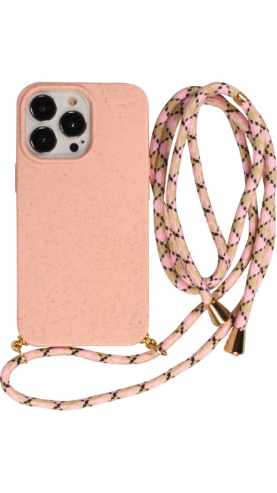 iPhone 14 Pro Max Case Hülle - Bio Eco-Friendly Vegan mit Handykette Necklace - Rosa