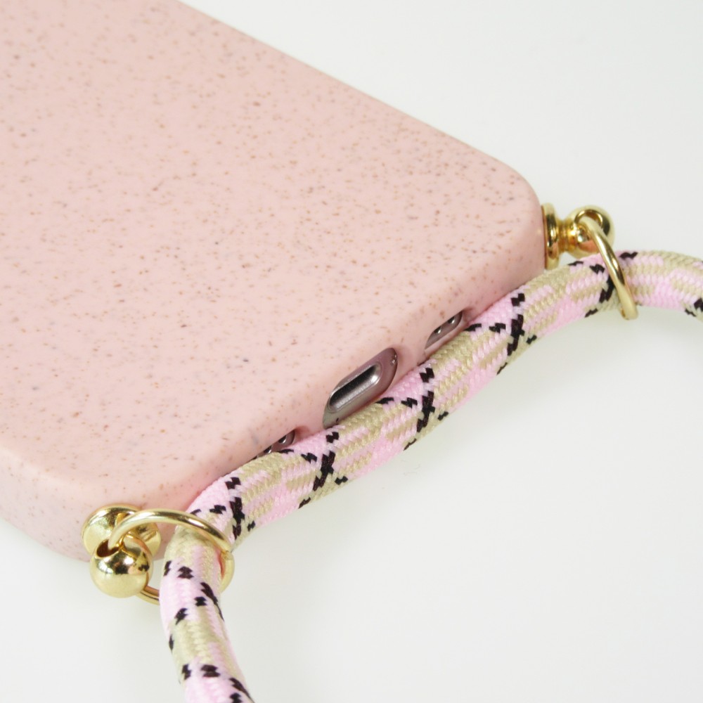 iPhone 16 Pro Case Hülle - Bio Eco-Friendly Vegan mit Handykette Necklace - Rosa