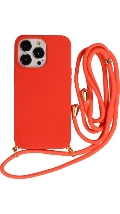 iPhone 15 Pro Max Case Hülle - Bio Eco-Friendly Vegan mit Handykette Necklace - Rot