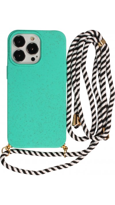 iPhone 16 Pro Max Case Hülle - Bio Eco-Friendly Vegan mit Handykette Necklace - Türkis