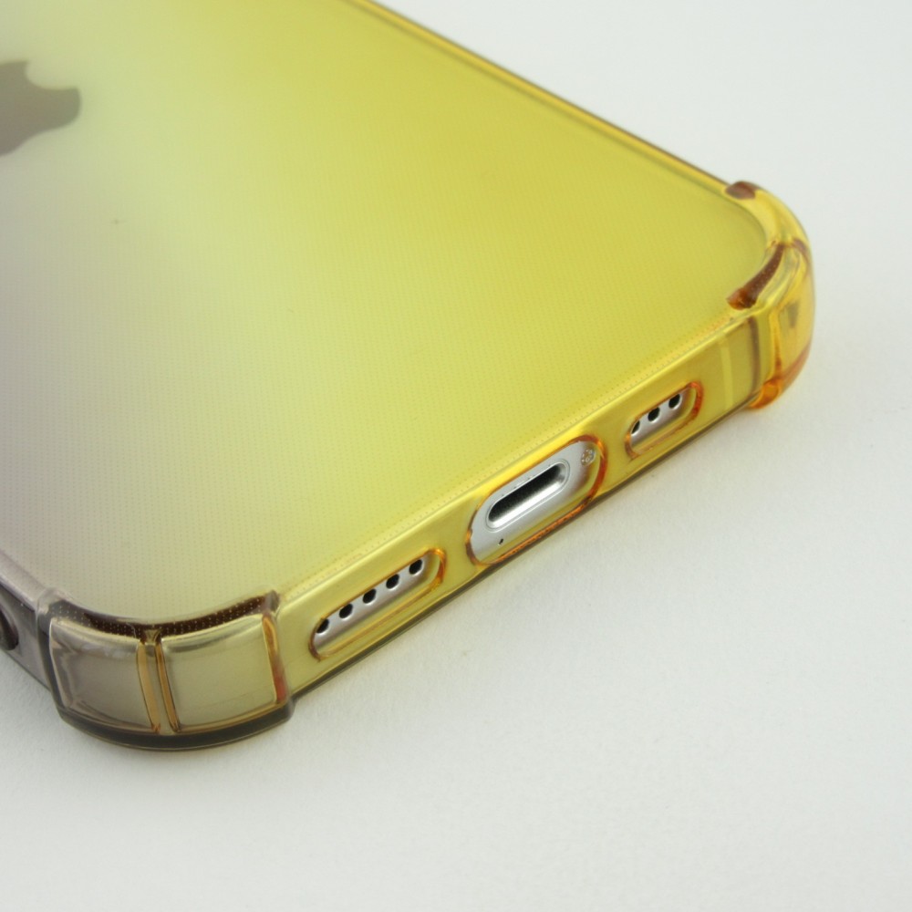 iPhone 14 Pro Max Case Hülle - Gummi Bumper Rainbow mit extra Schutz für Ecken Antischock - braun - Gelb