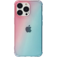 iPhone 15 Pro Max Case Hülle - Gummi Bumper Rainbow mit extra Schutz für Ecken Antischock - rosa blau