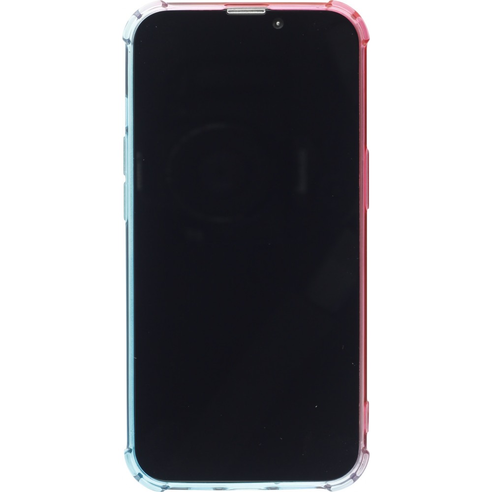 iPhone 15 Pro Max Case Hülle - Gummi Bumper Rainbow mit extra Schutz für Ecken Antischock - rosa blau