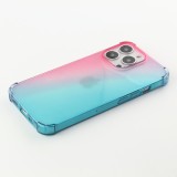 iPhone 15 Pro Max Case Hülle - Gummi Bumper Rainbow mit extra Schutz für Ecken Antischock - rosa blau
