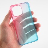 iPhone 15 Pro Max Case Hülle - Gummi Bumper Rainbow mit extra Schutz für Ecken Antischock - rosa blau
