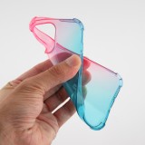 iPhone 15 Pro Max Case Hülle - Gummi Bumper Rainbow mit extra Schutz für Ecken Antischock - rosa blau