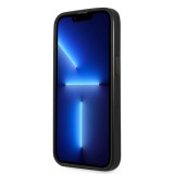 iPhone 13 Pro Case Hülle - Guess aus schwarzem Kunstleder mit Dreieckslogo aus Metall - Schwarz