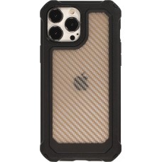 iPhone 14 Pro Max Case Hülle - Military Elite kompakt Cover mit semi-transparentem Carbon Rücken - Schwarz
