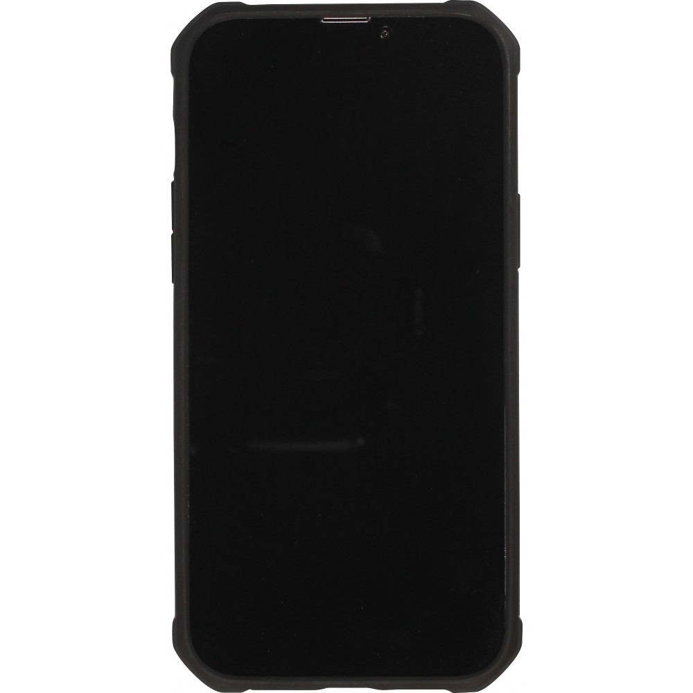 iPhone 14 Pro Max Case Hülle - Military Elite kompakt Cover mit semi-transparentem Carbon Rücken - Schwarz