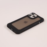 iPhone 14 Pro Max Case Hülle - Military Elite kompakt Cover mit semi-transparentem Carbon Rücken - Schwarz