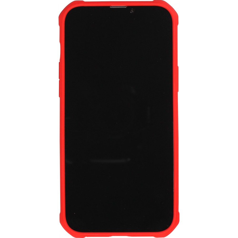 iPhone 14 Pro Max Case Hülle - Military Elite kompakt Cover mit semi-transparentem Carbon Rücken - Rot