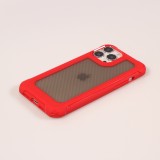 iPhone 14 Pro Max Case Hülle - Military Elite kompakt Cover mit semi-transparentem Carbon Rücken - Rot