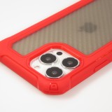 iPhone 14 Pro Max Case Hülle - Military Elite kompakt Cover mit semi-transparentem Carbon Rücken - Rot