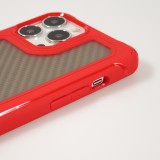 iPhone 14 Pro Max Case Hülle - Military Elite kompakt Cover mit semi-transparentem Carbon Rücken - Rot