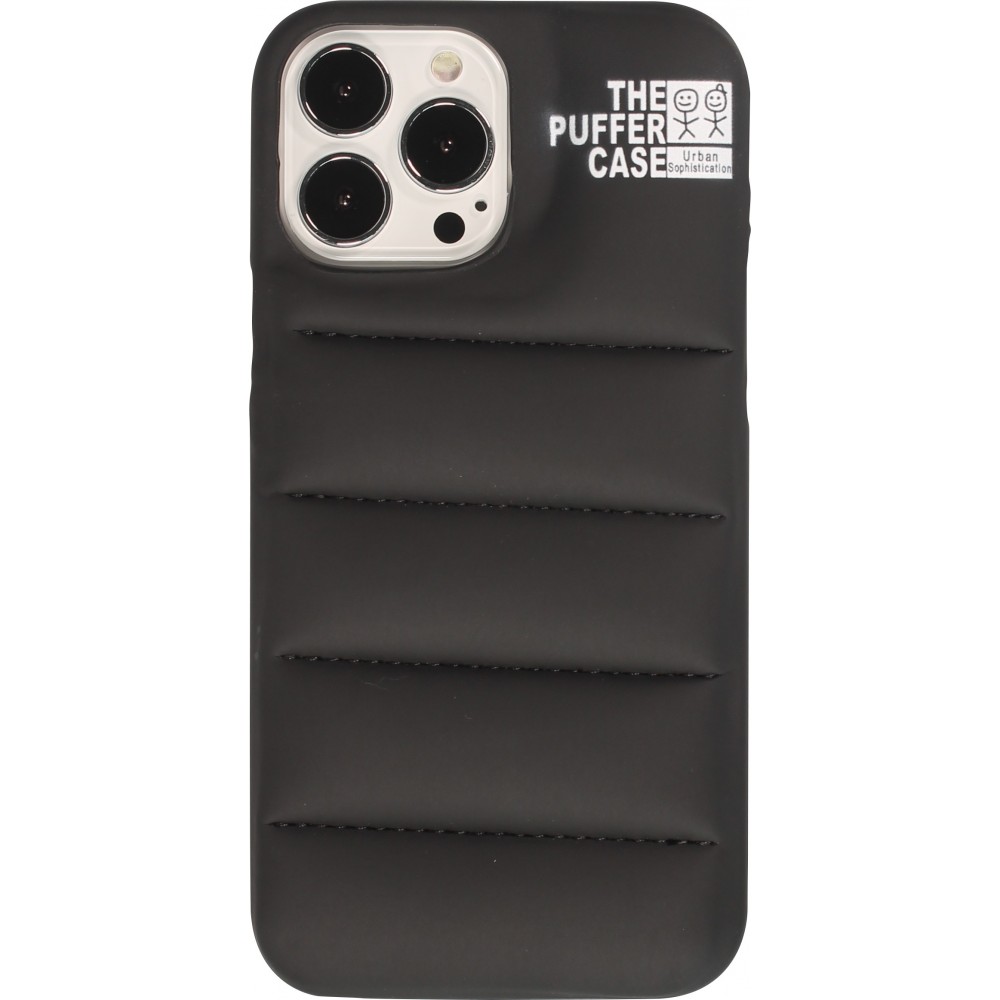 iPhone 13 Pro Max Case Hülle - 3D stylische Daunenjacke Design mit Ziernaht - Schwarz