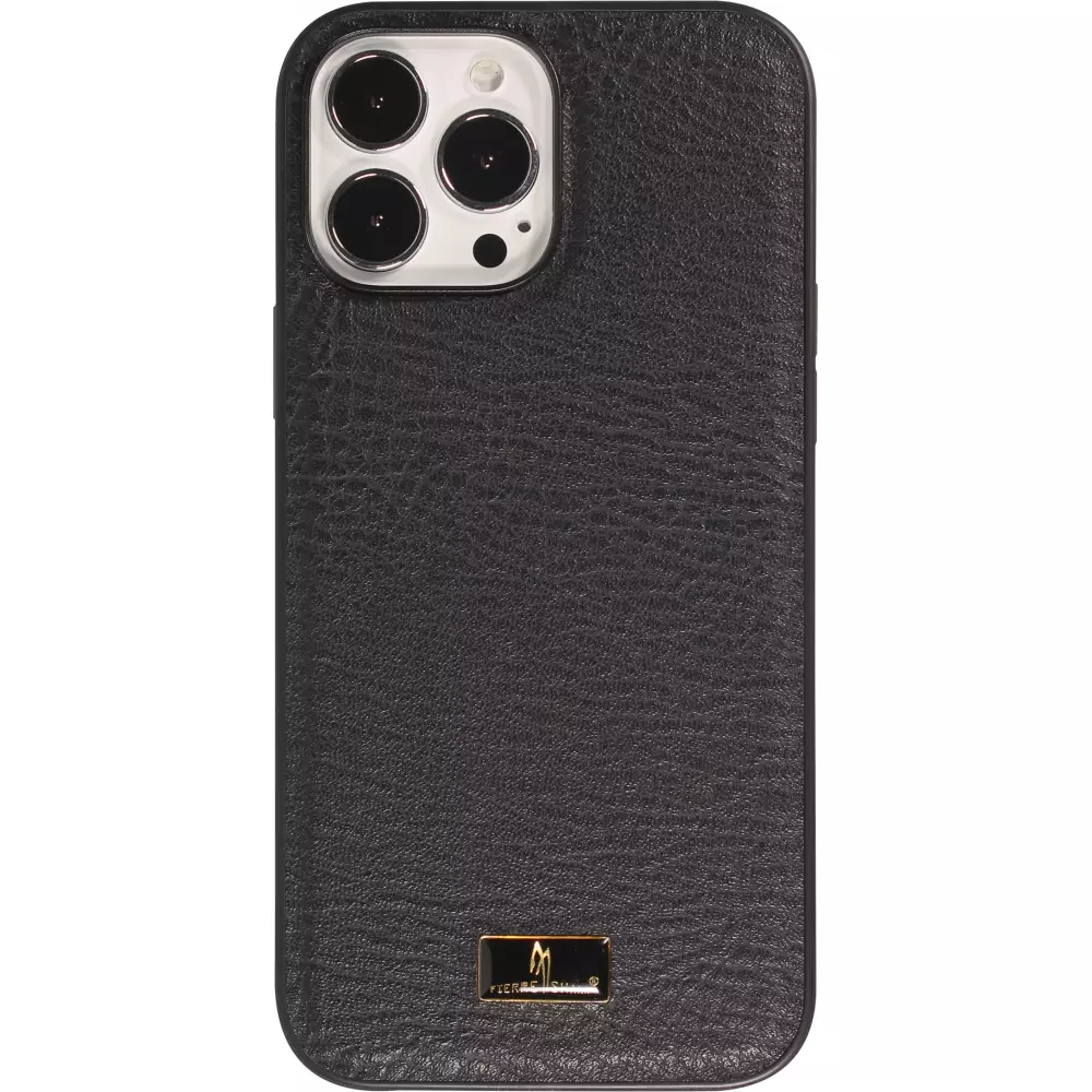 Coque iPhone 13 Pro Max - Fierre Shann étui en cuir synthétique - Noir