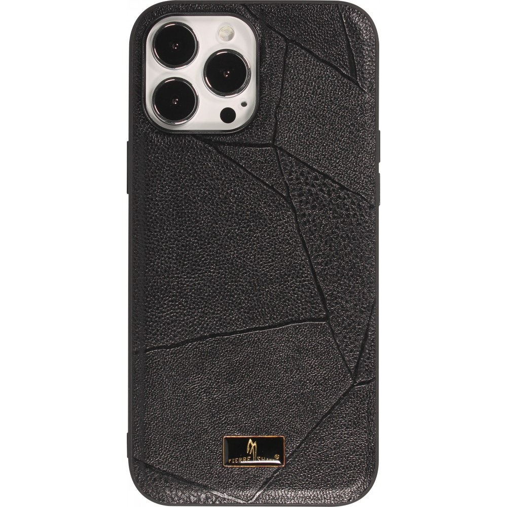Coque iPhone 13 Pro Max - Fierre Shann étui en cuir  synthétique avec cicatrices - Noir
