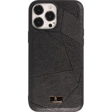 Coque iPhone 13 Pro Max - Fierre Shann étui en cuir  synthétique avec cicatrices - Noir