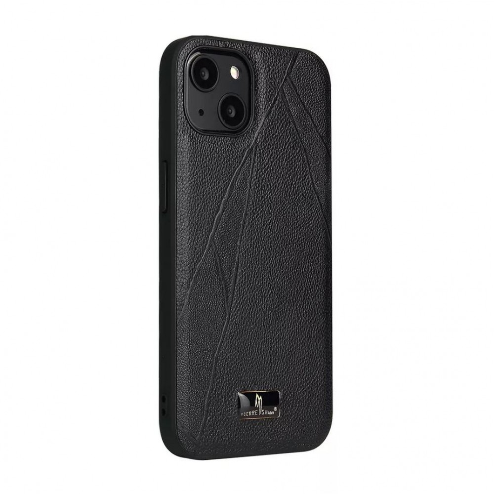 Coque iPhone 13 Pro Max - Fierre Shann étui en cuir  synthétique avec cicatrices - Noir