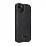 Coque iPhone 13 Pro Max - Fierre Shann étui en cuir  synthétique avec cicatrices - Noir