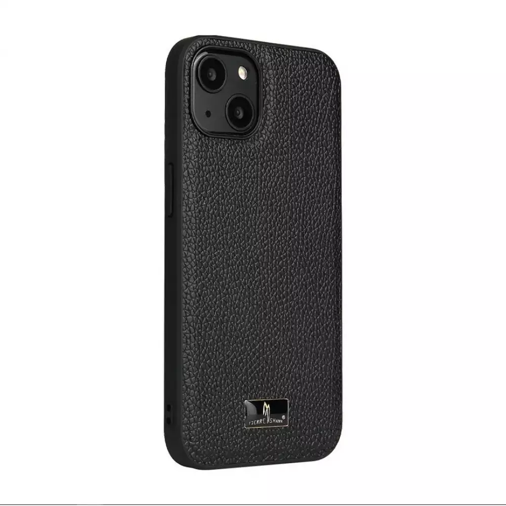 Coque iPhone 13 Pro - Fierre Shann étui en cuir véritable peau de reptile - Noir