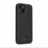 Coque iPhone 13 Pro - Fierre Shann étui en cuir véritable peau de reptile - Noir