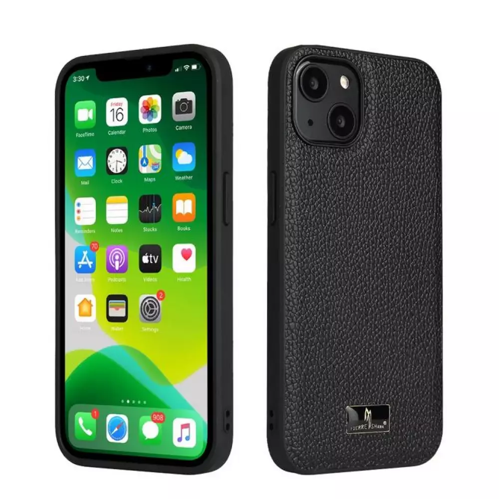 Coque iPhone 13 Pro - Fierre Shann étui en cuir véritable peau de reptile - Noir
