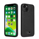 Coque iPhone 13 Pro - Fierre Shann étui en cuir véritable peau de reptile - Noir