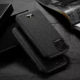 Coque iPhone 13 Pro - Fierre Shann étui en cuir véritable peau de reptile - Noir