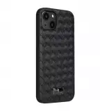 Coque iPhone 13 Pro Max - Fierre Shann étui en cuir  synthétique tissé - Noir