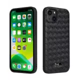 Coque iPhone 13 Pro Max - Fierre Shann étui en cuir  synthétique tissé - Noir
