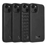 Coque iPhone 13 Pro Max - Fierre Shann étui en cuir  synthétique tissé - Noir