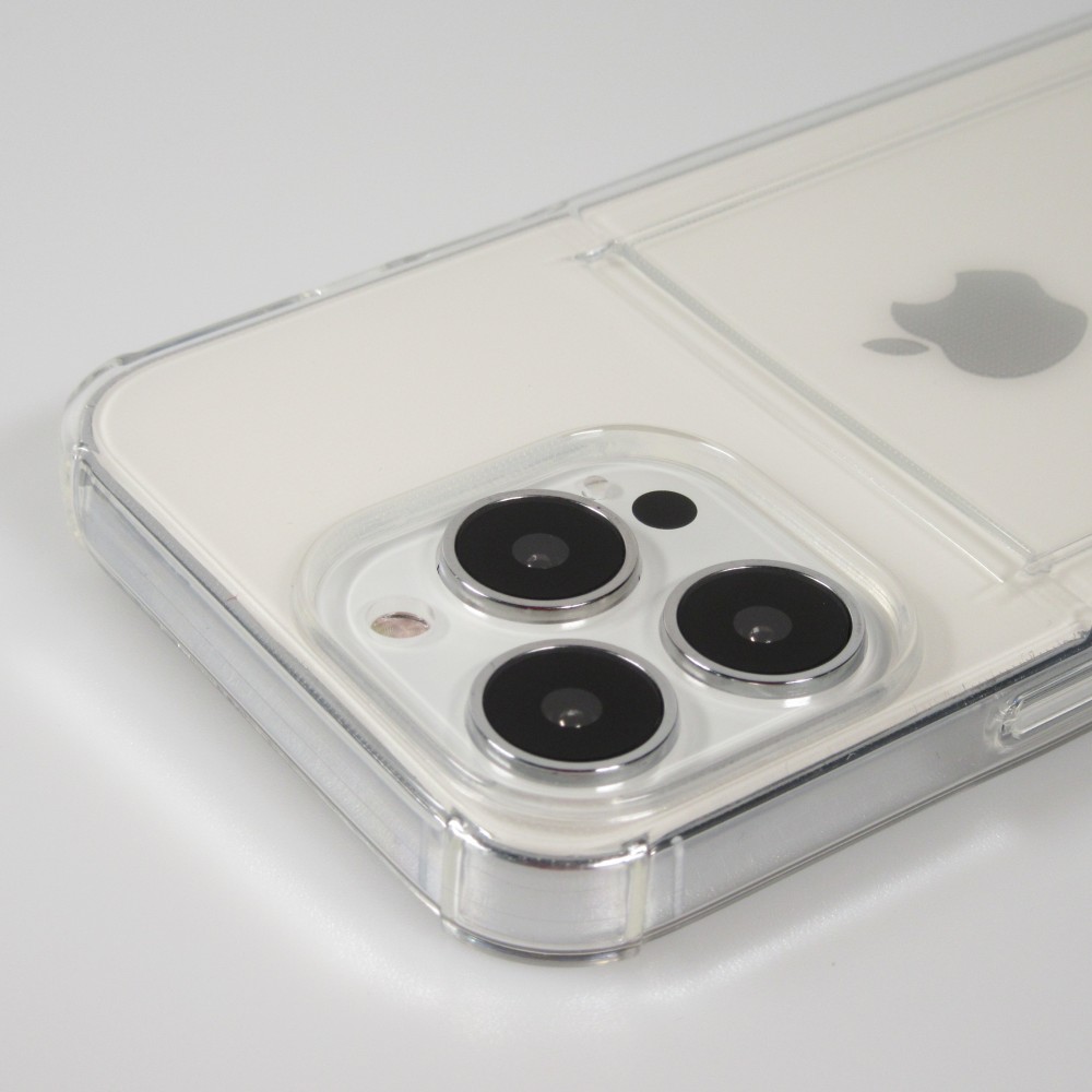 Hülle iPhone 15 Pro Max - Gummi Bumper Kartenhalter - Transparent