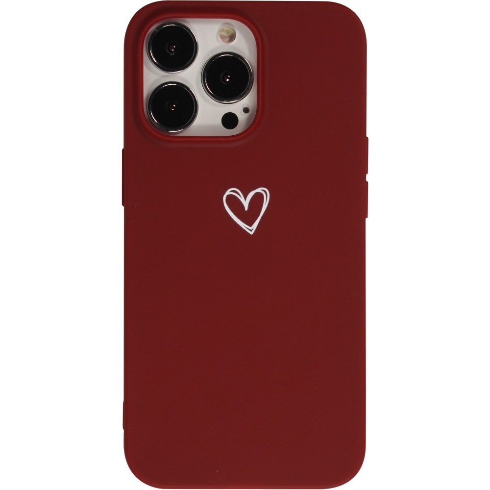 Hülle iPhone 16e - Gummi Herz - Rot