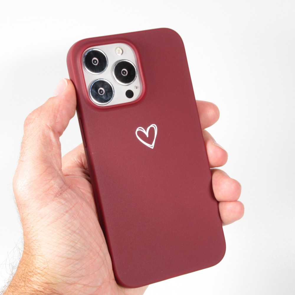 Hülle iPhone 16e - Gummi Herz - Rot