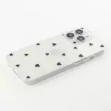 Coque iPhone 16 Pro - Gel petit coeur transparent - Noir