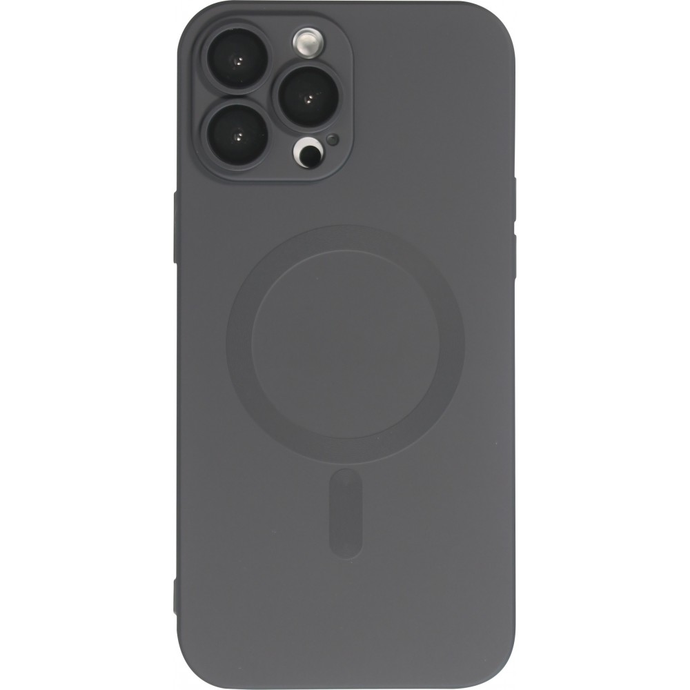 iPhone 16 Pro Max Case Hülle - Gummi weich mit Kameraschutzglas MagSafe - Schwarz