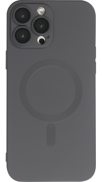 iPhone 13 Pro Max Case Hülle - Gummi weich mit Kameraschutzglas MagSafe - Schwarz