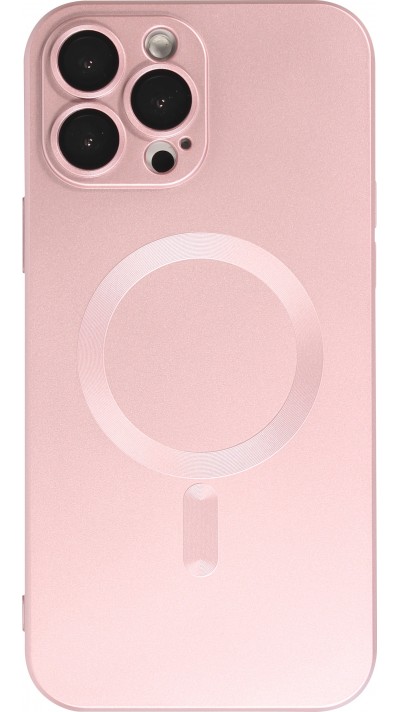 iPhone 14 Pro Max Case Hülle - Gummi weich mit Kameraschutzglas MagSafe - Rosa