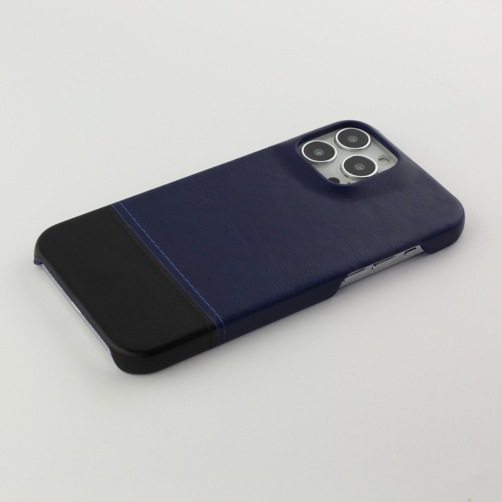 iPhone 13 Pro Max Case Hülle - Doppelleder blau - Schwarz