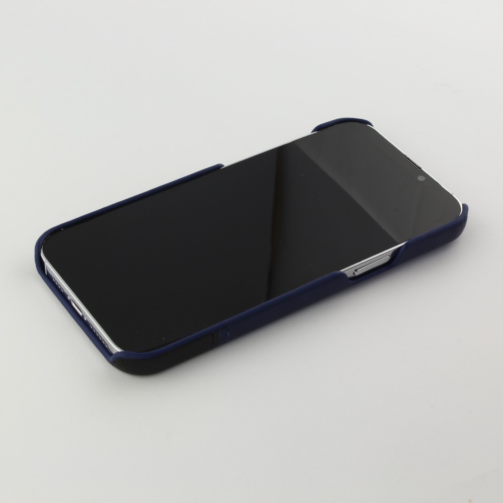 iPhone 13 Pro Max Case Hülle - Doppelleder blau - Schwarz