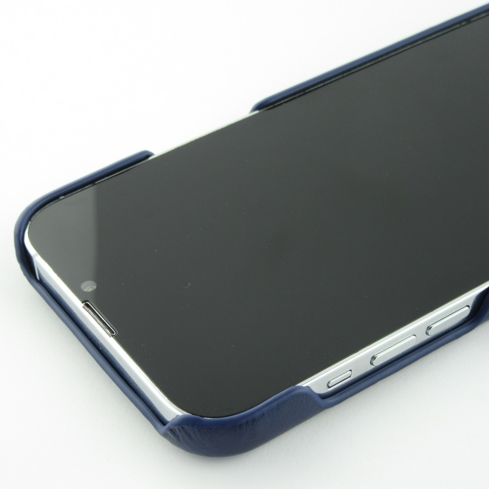 iPhone 13 Pro Max Case Hülle - Doppelleder blau - Schwarz