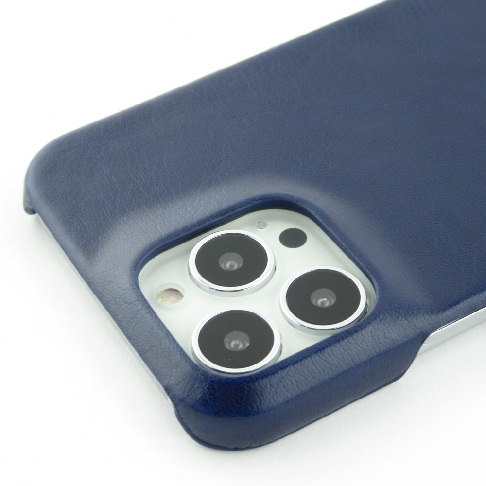 iPhone 13 Pro Max Case Hülle - Doppelleder blau - Schwarz