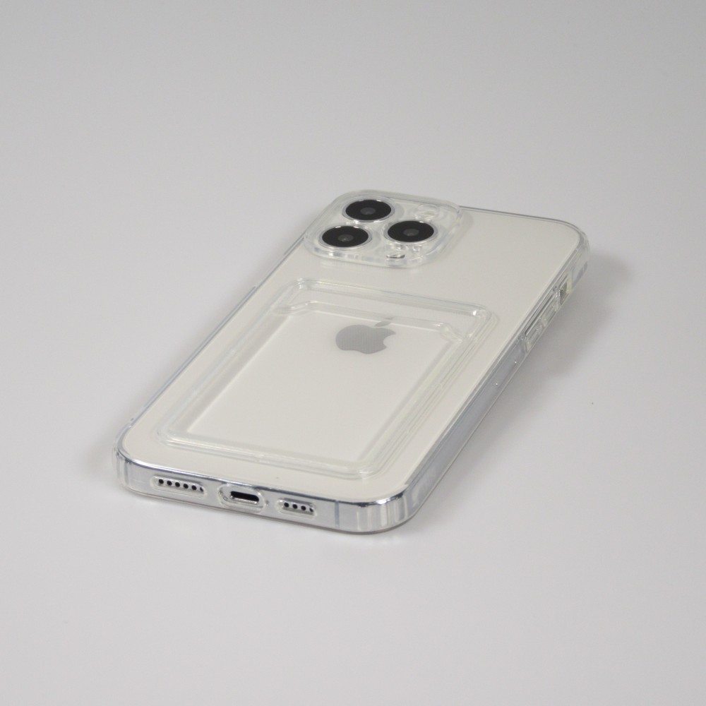 iPhone 13 Pro Max Case Hülle - Gummi mit Kartenhalter - Transparent