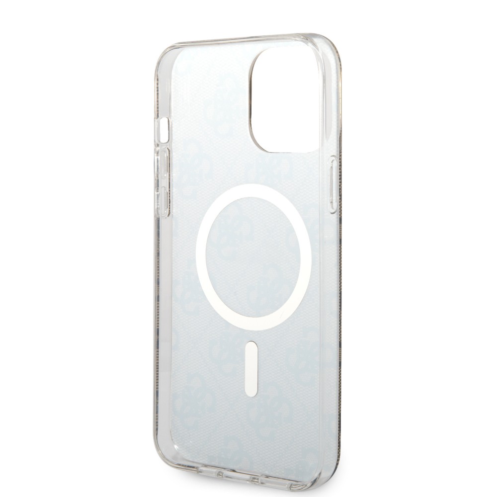 iPhone 15 Pro Max Case Hülle - Guess Monogramm lackiert mit goldenem MagSafe - Braun